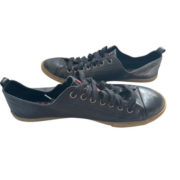 Prada Leather Sneakers Lace Up Low‎ Top Designer Shoes Men's Size 8.5 Luxury - Picture 1 of 6